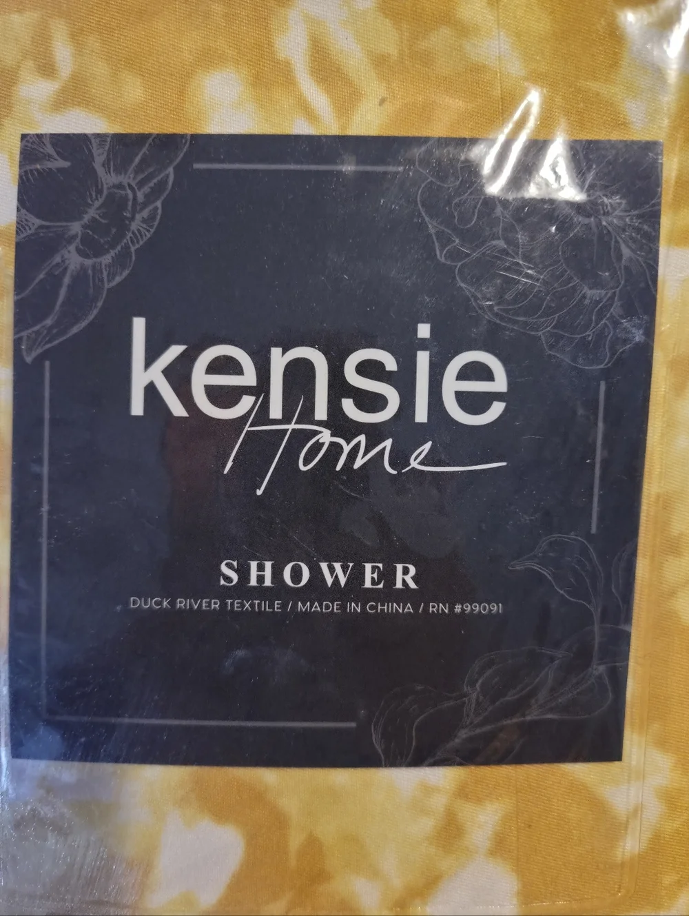 New Kensie Home Shower Curtain Yellow And White Abstract Floral Pattern